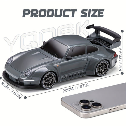 4WD Remote Control Racing Car with Light-Up Wheels – Gray 1:24 Scale Rechargeable Drift Vehicle for Kids & Hobbyists