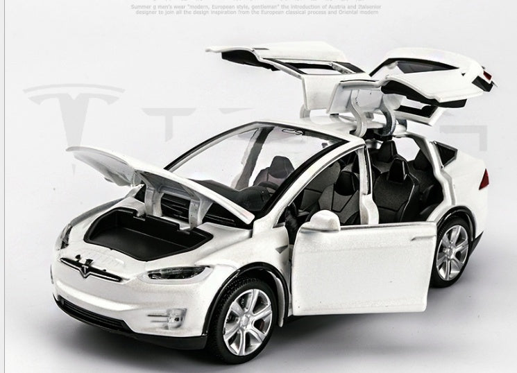 Tesla Model X Pull Back Car Model with Sound and Light Features | 1:32 Scale Toy for 3-6 Year Olds