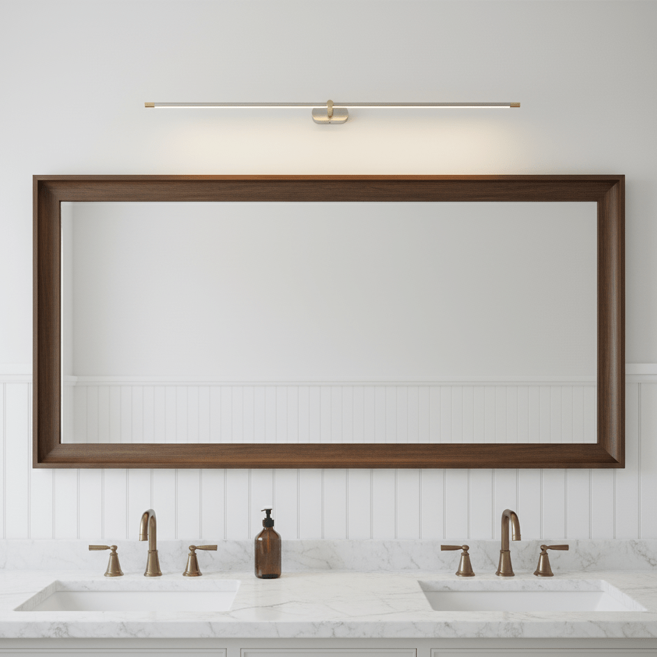 LED Bathroom Mirror Light 27 in Rechargeable Dimmable Wall Sconce Black Gold Wireless Touch Control Vanity Fixture for Powder Room