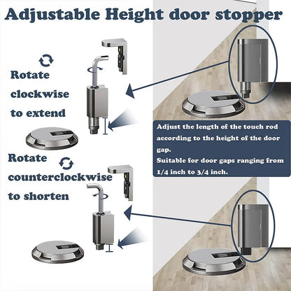Floor-Mount Push-Lock Door Holder | Zinc Alloy Stopper for Living Room Office Bedroom Hallway | Non-Magnetic Release Mechanism