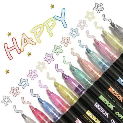Dual-Tip Metallic Art Markers for Kids – Vibrant Colors for Glass, Paper & Acrylic Projects