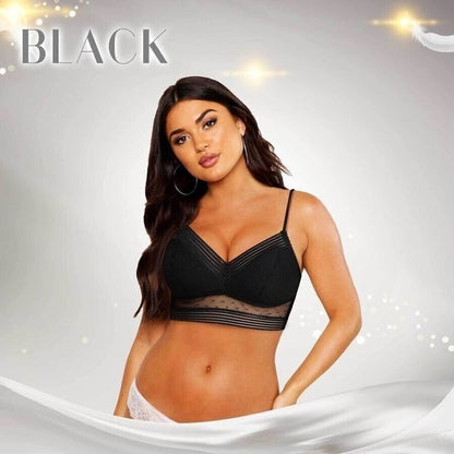 Wireless Lifting Lace Bralette V-Neck Women's Comfort Support Bra with Adjustable Straps for Everyday
