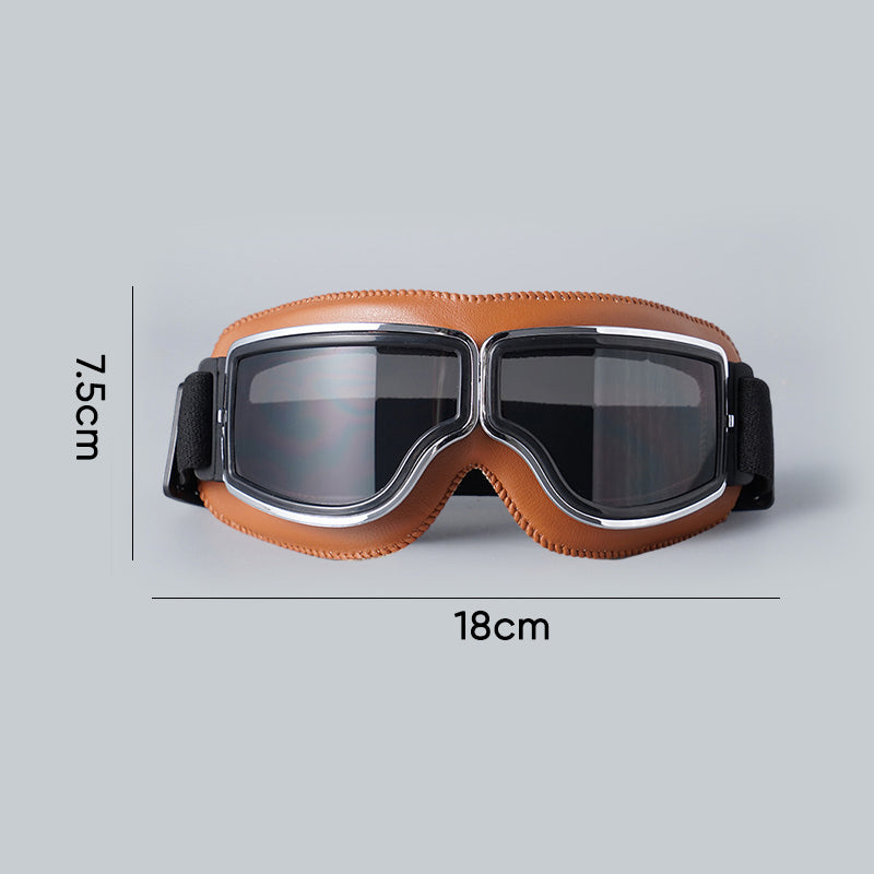 Retro Motorcycle Goggles with Adjustable Strap, UV Protection & Impact-Resistant Polycarbonate Lens for Riding, Cycling & Outdoor Use
