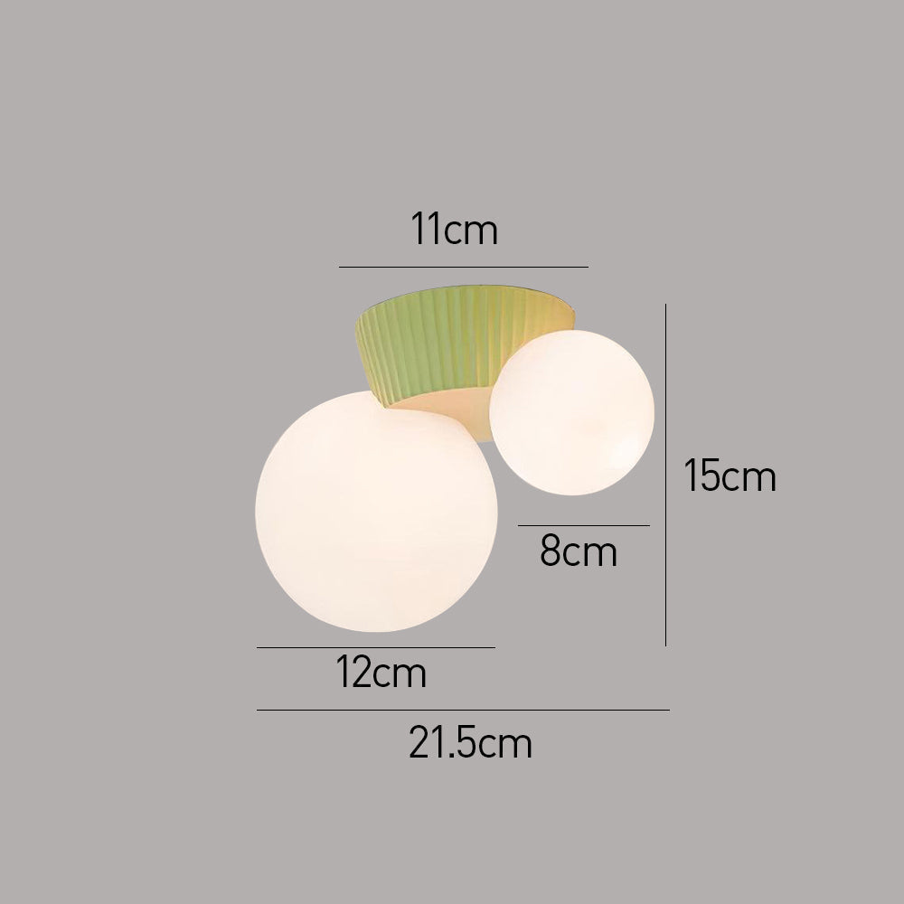 Modern Dual-Globe Flush Mount Light Fixture Green 8.5 Inch Resin for Bedrooms Entryways Small Rooms G9 Compatible Indoor Overhead Lighting