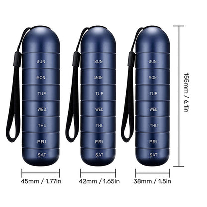 TravelMate | 7-Day Portable Pill Organizer with Waterproof Design | Durable Aluminum for Safe Storage