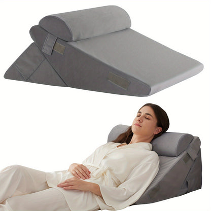 Adjustable Wedge Pillow for Bed – Elevating Support for Back, Legs & Knees with Memory Foam