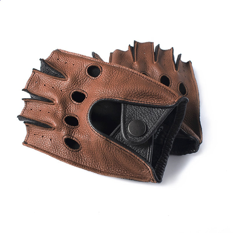 Premium Deerskin Leather Work Gloves for Men – Durable Waterproof Tactical Driving Gloves with Scratch Resistance for Outdoor Activities