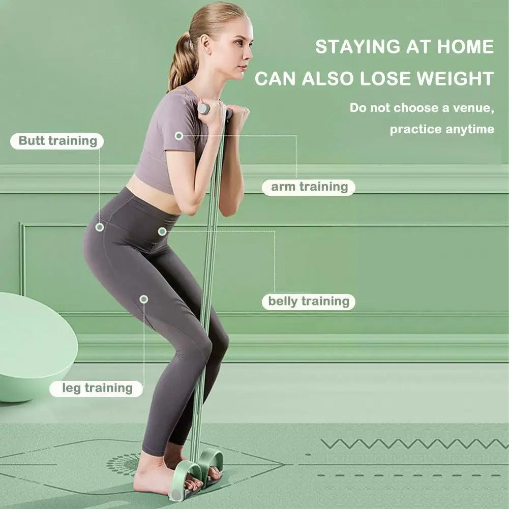 Full-Body Resistance Band Trainer with Foot Pedals and Foam Handles for Home Yoga Pilates Strength Training Arms Legs Core