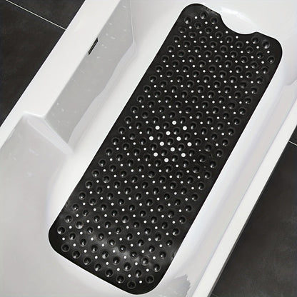 Anti-Slip Shower Floor Mat 40 × 16 Inches Gray PVC Tub Liner with Drainage Holes and Suction Grips for Wet Surfaces