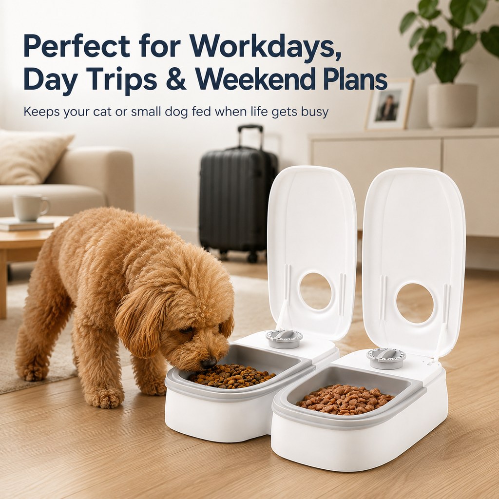 Ortekor 48-Hour Timed Pet Feeder for Cats & Small Dogs - Scheduled Meals for Workdays, Short Trips & Busy Pet Parents