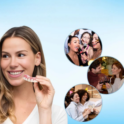Snap-On Cosmetic Teeth Veneers - Removable Silicone Cover for Instant Smile Makeover, Photo-Ready Confidence
