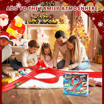 Flexible Race Track Set for Kids – Build Loops, Jumps & Custom Layouts with Suction Cups & 4 Die-Cast Cars for Creative Indoor Racing Fun
