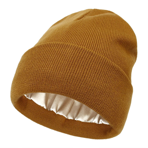 Silk-Lined Winter Beanie for Women – Protects Hair from Frizz, Static & Cold – Soft Wool Hat with Smooth Interior Lining for Everyday Wear
