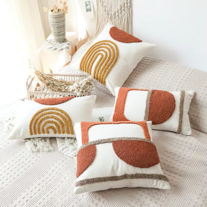 Elysia Cushion Cover - Cotton Velvet, Geometric Embroidery