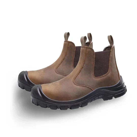 Steel Toe Work Boots with Arch Support & Cushioned Insole for Construction & Warehouse