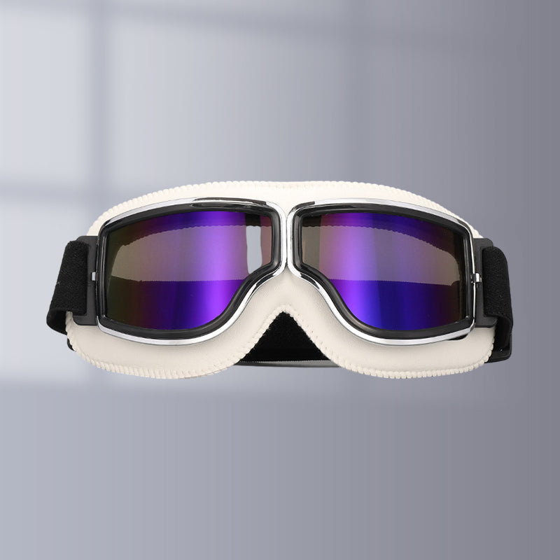 Retro Aviator Motorcycle Goggles with Padded Frame & Adjustable Strap for Men & Women