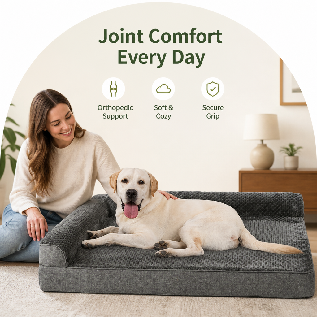 Ortekor Orthopedic High-Density Foam & Sherpa Dog Bed (Removable Cover)