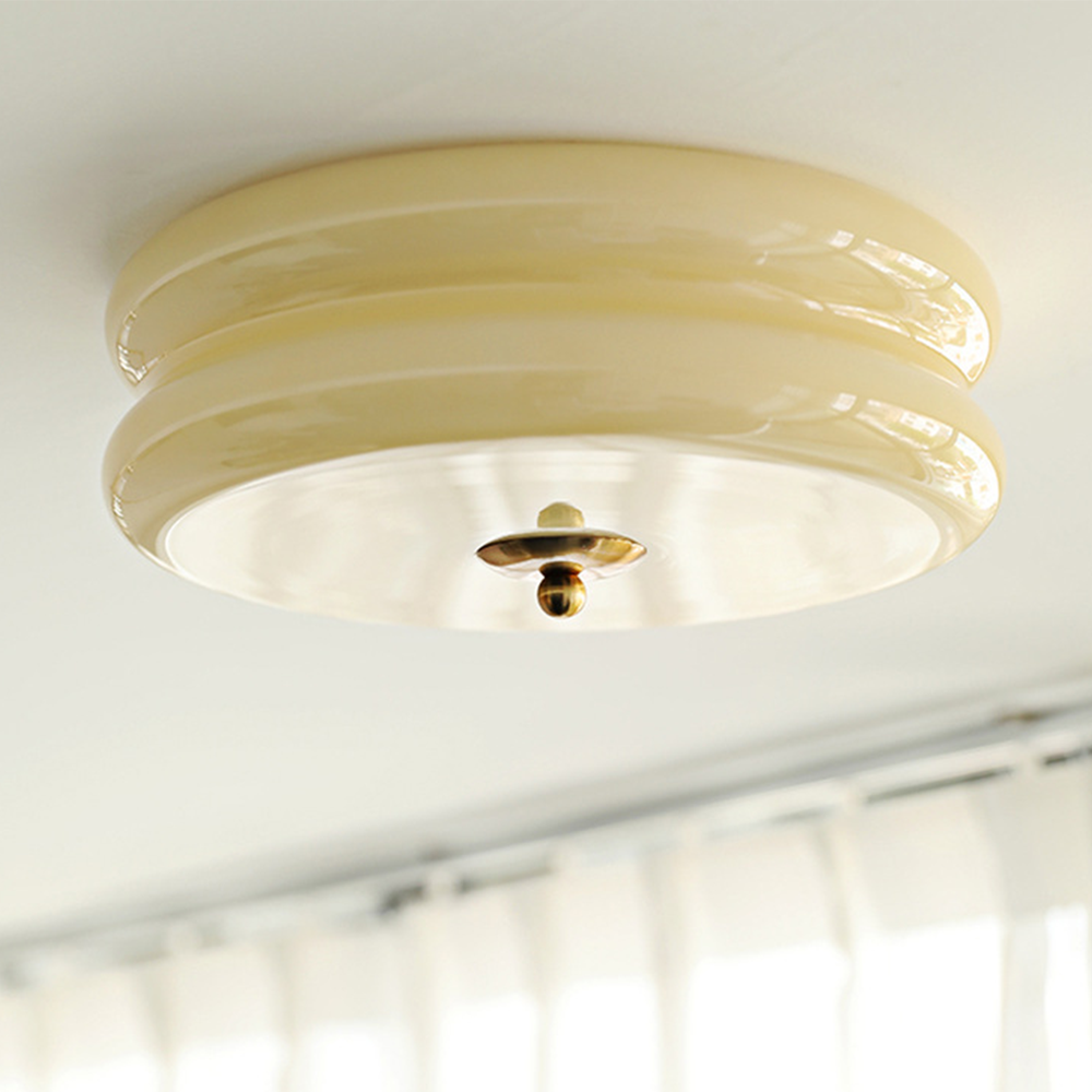 Flush Mount LED Fixture with Adjustable Color Temperature Glass Shade 13 in Diameter for Bedroom Living Room Dining Room Modern Art Deco Sty