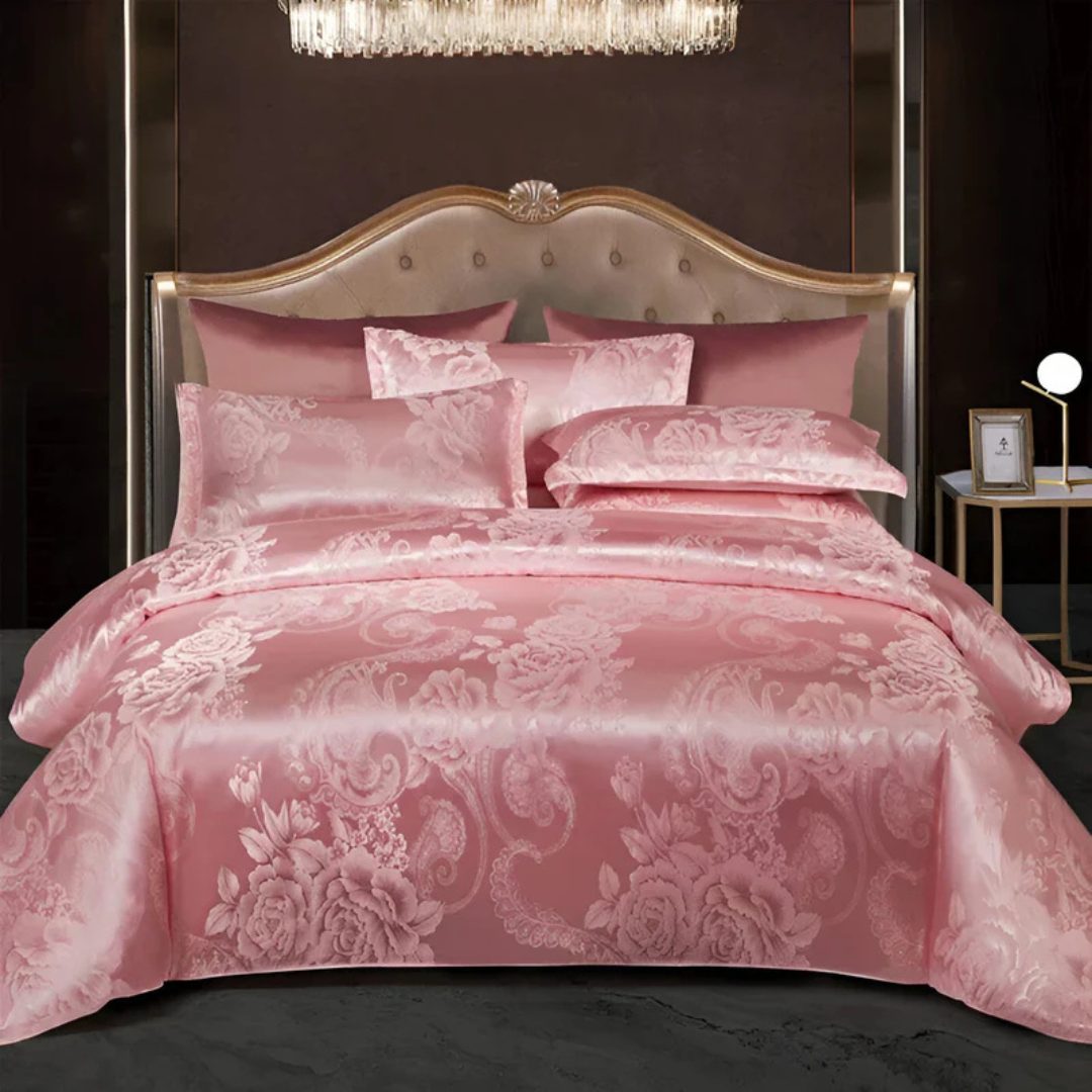 Elegant Satin Duvet Cover Set with Floral Print & Breathable Comfort for Luxurious Sleep