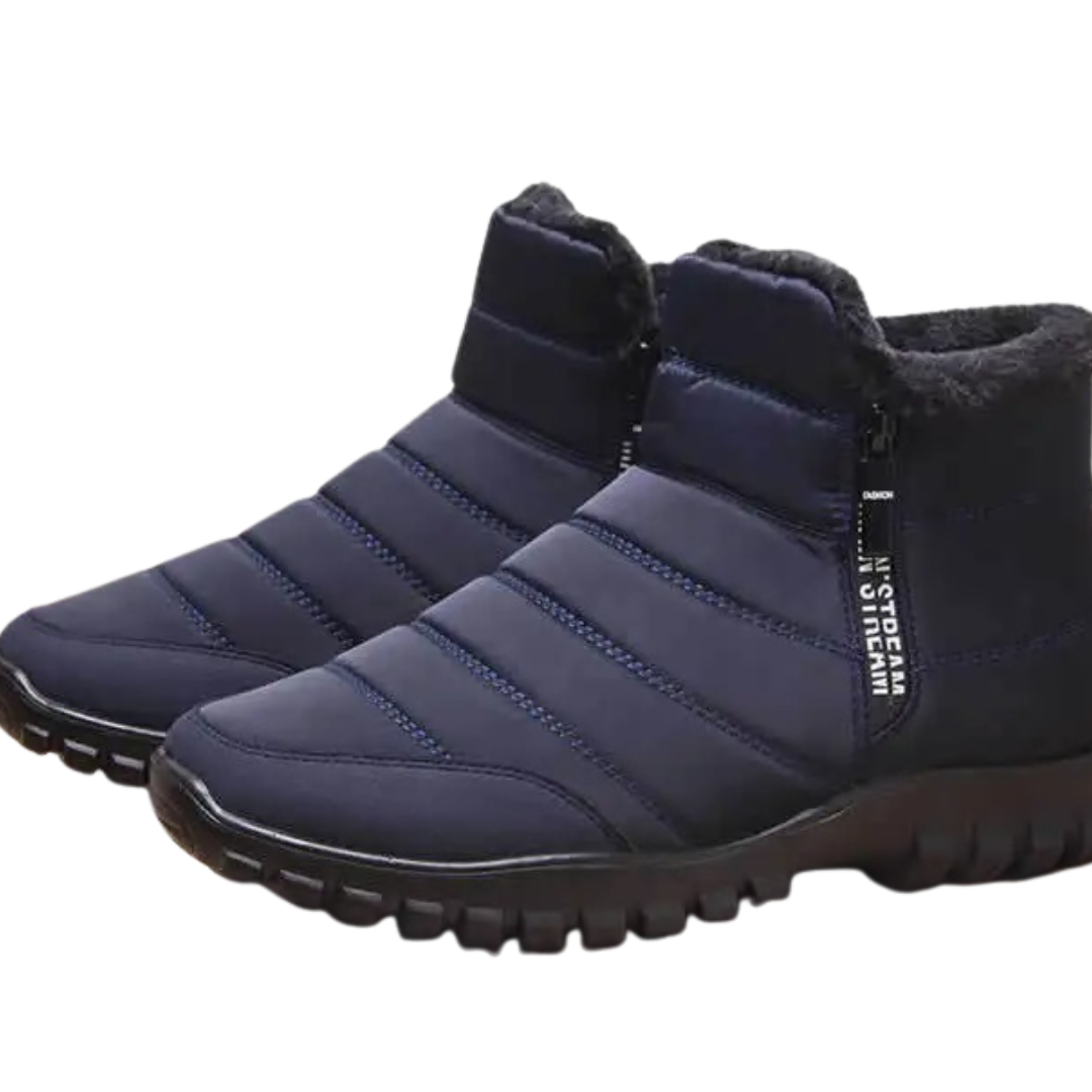 Men's Waterproof Winter Boots with Side Zip | Insulated Snow Boots | Anti-Slip Tread for Wet Ice & Snow | Round Toe Ankle High