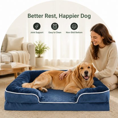 Ortekor Orthopedic Support Foam & Anti-Skid Bottom Dog Bed (Detachable Cover)