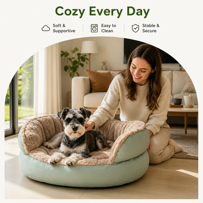 Ortekor Washable & Non-Slip Round Bolster Dog Bed