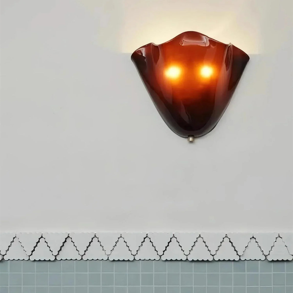 Shell-Inspired Glass Sconce 11 Inch Wide Vintage Iron Bedside Fixture Warm Ambient Hallway Lighting E14 Base Brown Green Beige Tinted Shade
