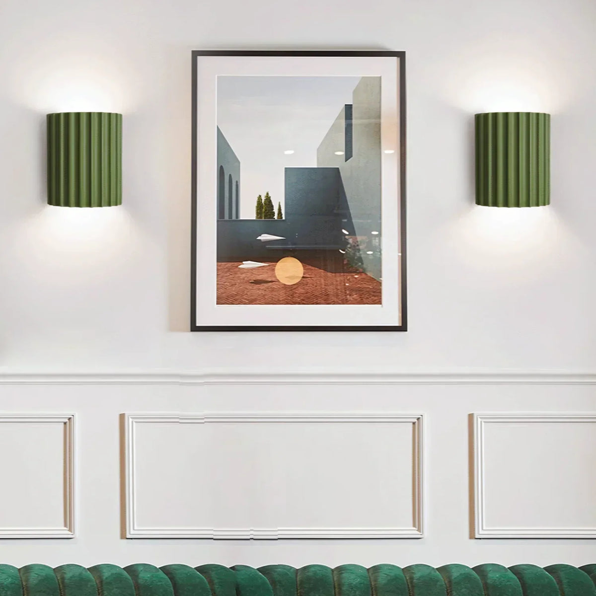 Sculptural Resin Sconce Light Green Wavy Texture 6.3 Inch Height Soft Glow for Bedrooms Hallways Nordic Accent Minimalist Feature Wall Decor