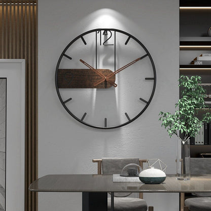 Quiet Wood & Metal Wall Clock | Round Timepiece 16-20 Inch | Battery Operated Silent Sweep for Bedroom Office Kitchen Living Room Decor
