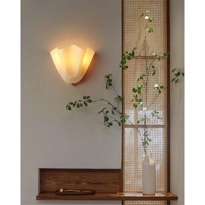 Dual-Socket Sconce Light with Textured Glass Shade in Warm Tones for Entryways & Powder Rooms