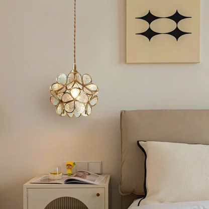 Sculptural Glass Petal Hanging Fixture E27 40W Single-Bulb Overhead Lamp for Dining Room Bedroom Entryway Ambient Decor Layered Glow