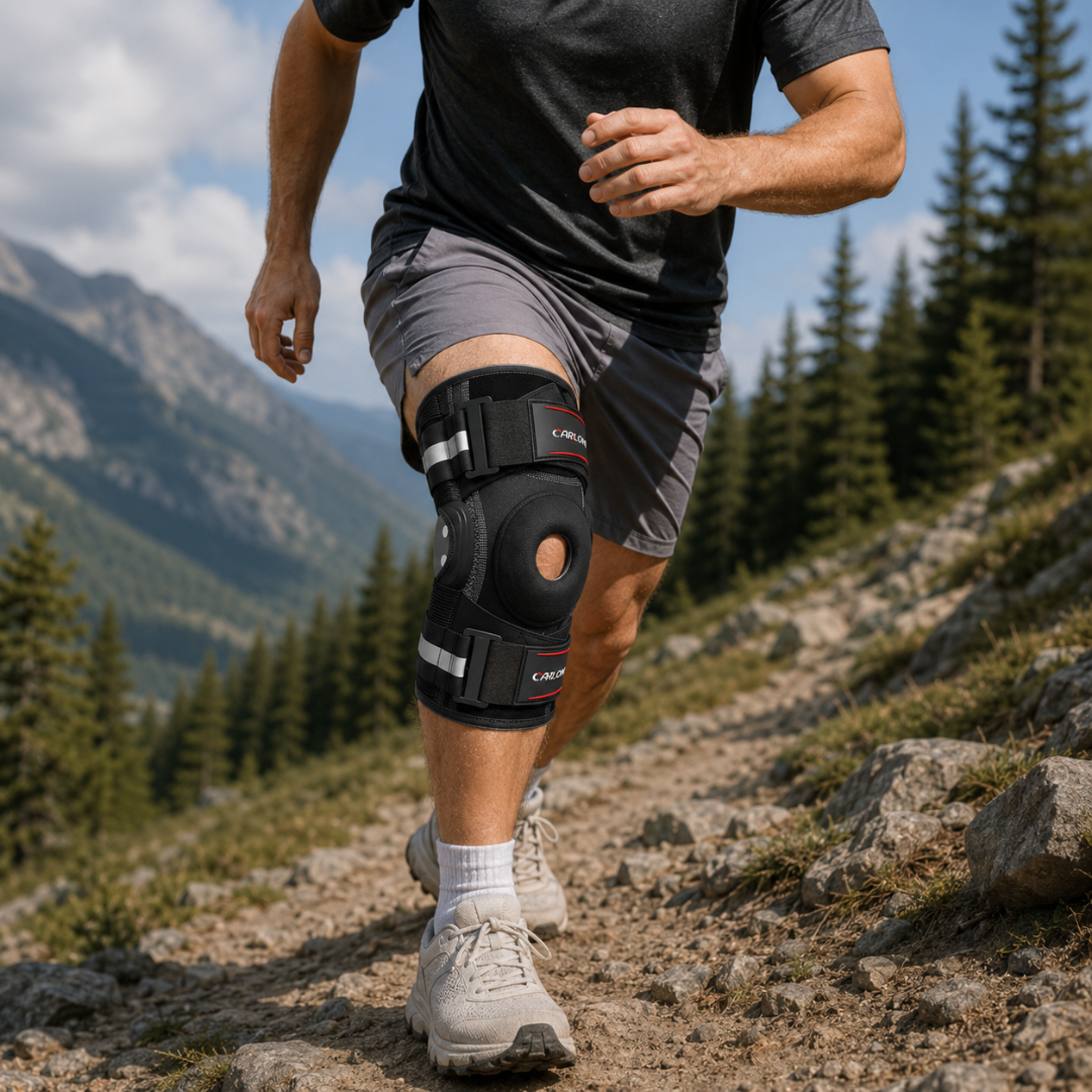 Adjustable Hinged Knee Brace with Open Patella Design for Joint Support & Stability