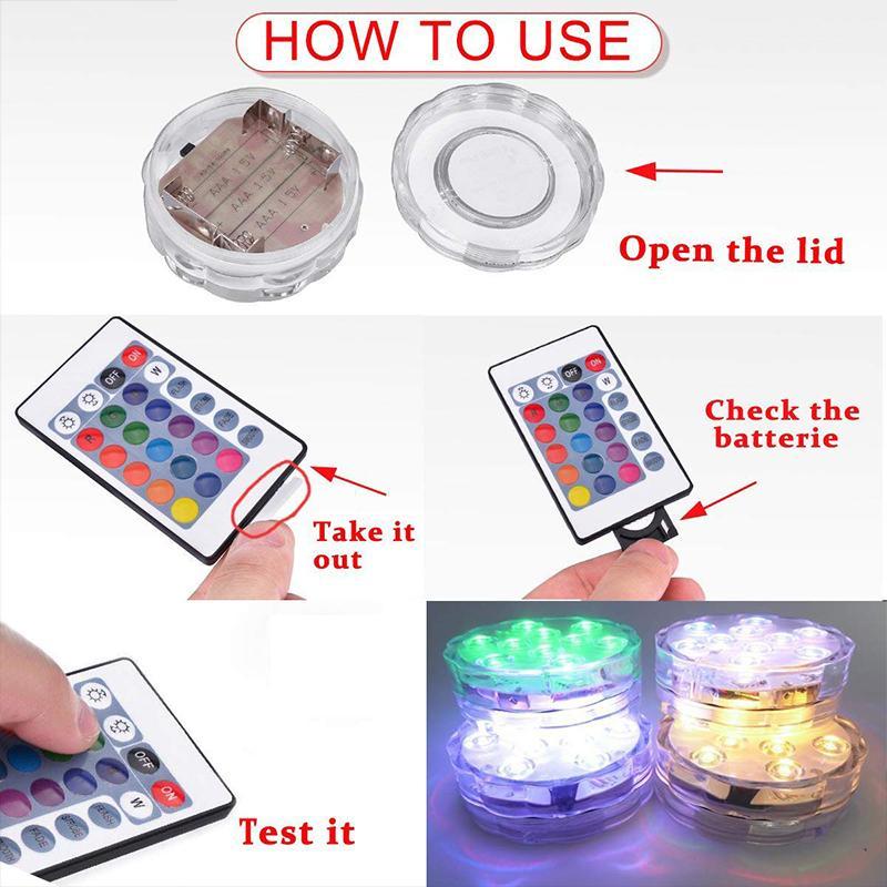Submersible Pool Light with Remote Control 13-LED Waterproof Suction Cup Accent Lamp for Swimming Pools Hot Tubs Bathtubs Aquariums Vases