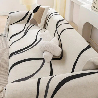Waver Sofa Cover - Jacquard Chenille, Non-Slip Design, Flowy design