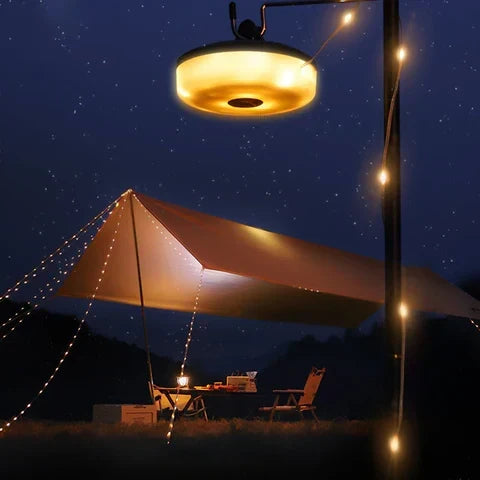 33 ft Rechargeable LED String Lights with 100 Bulbs – 8 Modes, Waterproof for Outdoor, Camping, Patio & Garden Decor