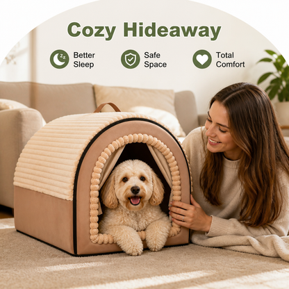 Ortekor All-Season Foldable Washable Dog Cave Bed (Non-Slip Base)