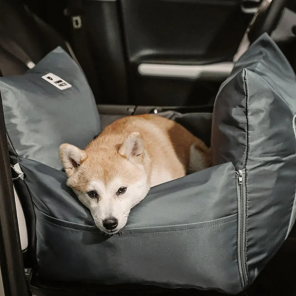 Padded Dog Car Seat Booster with Safety Harness & Side Bolsters – Waterproof Washable Pet Travel Carrier for Cars, SUVs & Travel