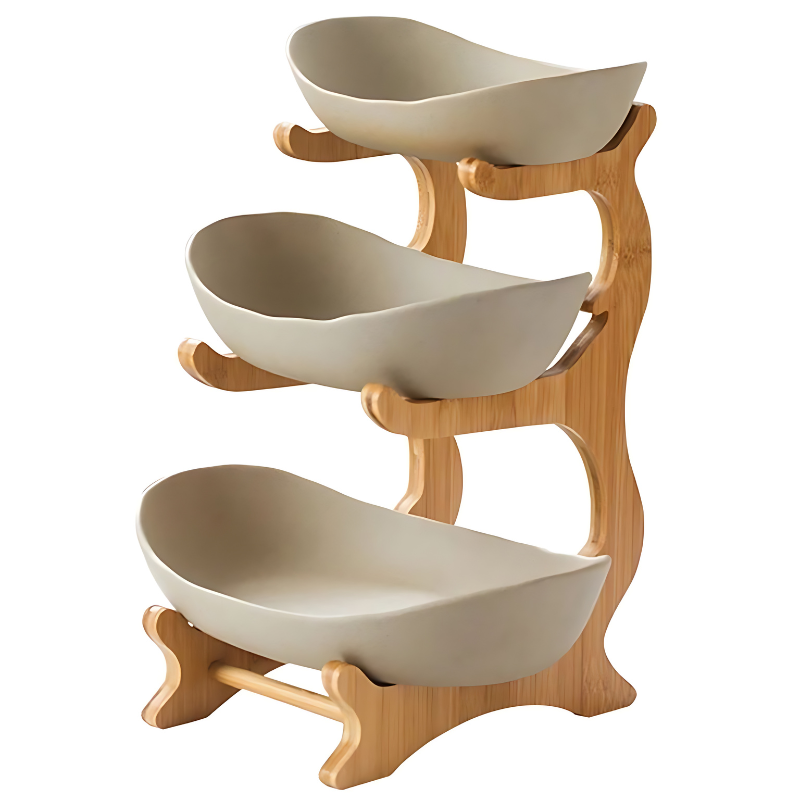 Three-Level Fruit Display Stand for Kitchen Storage Solutions
