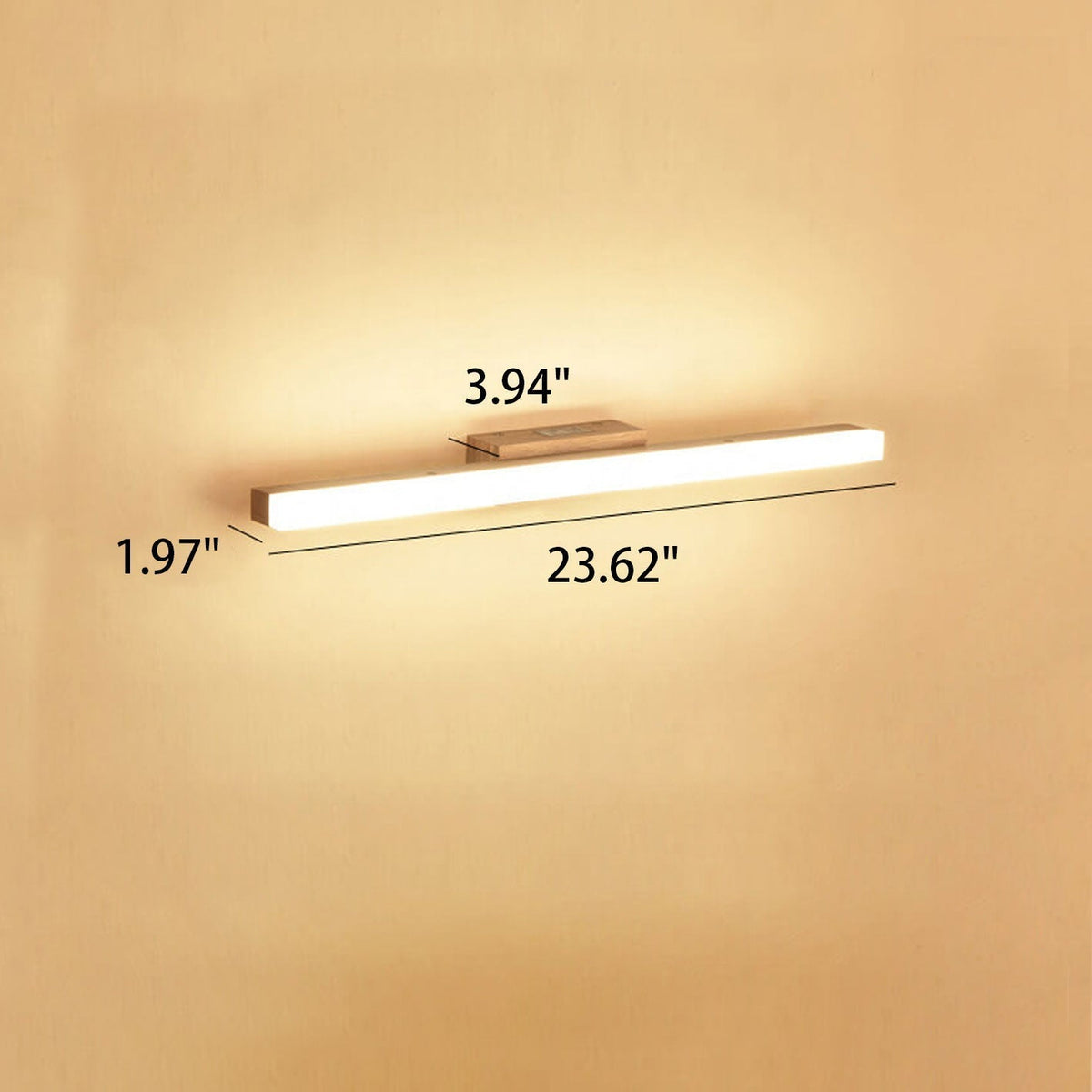 Linear LED Sconce 16W 32-Inch Wood & Acrylic for Vanity Bedroom Hallway Home Office Task Ambient Lighting Modern Hardwired Fixture Low-Profi