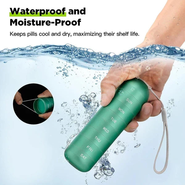 Weekly Medication Organizer Metal 7-Day Pill Case for Supplements Travel Vitamins Compact Stackable Waterproof Daily Dose Container
