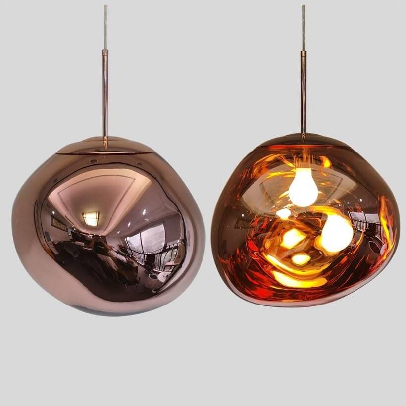Reflective Globe Hanging Light Fixture Adjustable Height E27 Socket for Kitchens Dining Rooms | Modern Orb Ceiling Lamp Chrome Gold Glass