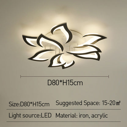 Flush Mount LED Fixture Metal Acrylic Black Layered Floral Pattern for Bedroom Living Room Hallway Contemporary Home Decor Overhead Light