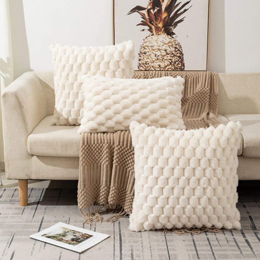 Raised Textured Throw Pillow Cover Blush Tone Zip-Close Blend Fabric for Living Room Bedroom Couch Seating Neutral Home Accents
