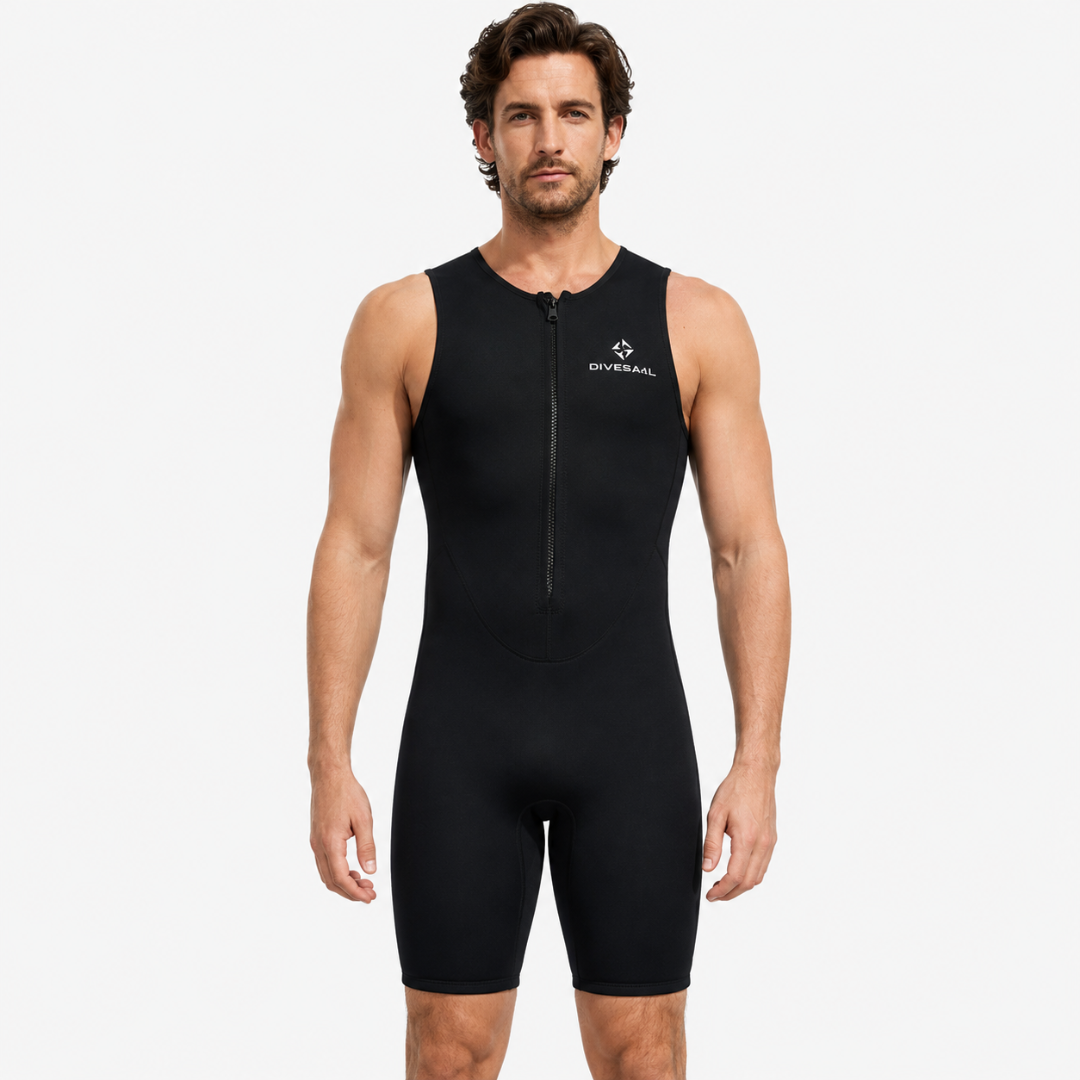 Sleeveless Shorty Wetsuit – 2mm Neoprene for Warm Water Swimming & Surfing