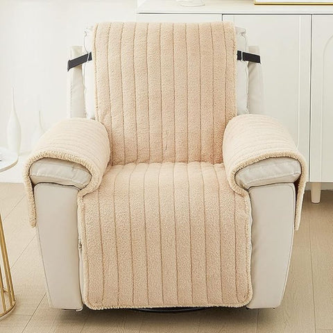 Sleek Lines Recliner Cover - Microfiber Blend, Non-Slip Design