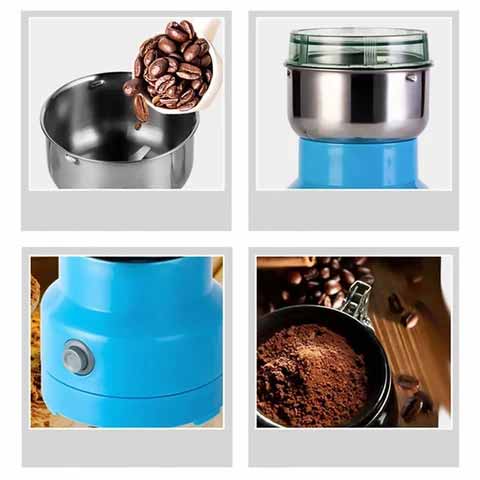 Stainless Steel Kitchen Mill 300W High-Speed Blade Grinder for Coffee Beans Herbs Seeds Spices Portable Countertop Appliance One-Touch Contr