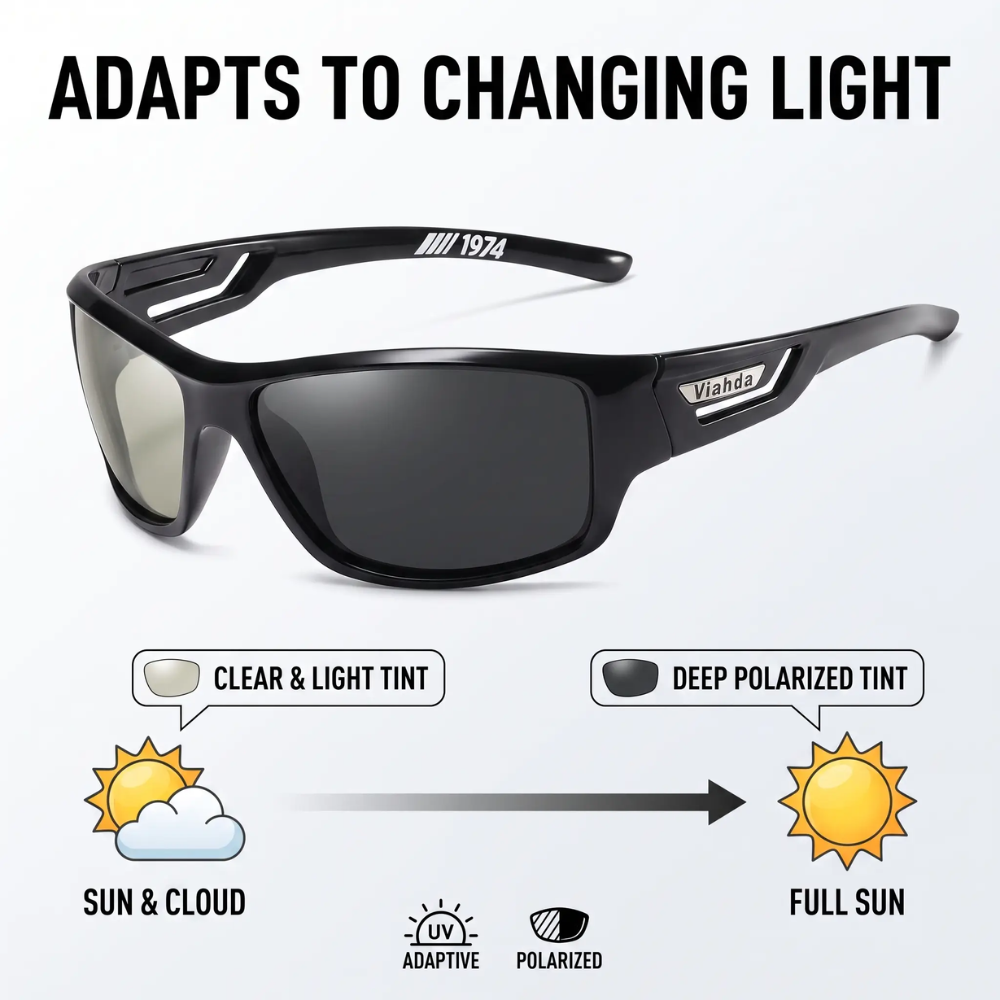 Tactical Photochromic Sunglasses for Men – UV400 Protection, Glare-Reducing Polarized Lenses for Fishing, Driving, Hiking & Outdoor Sports