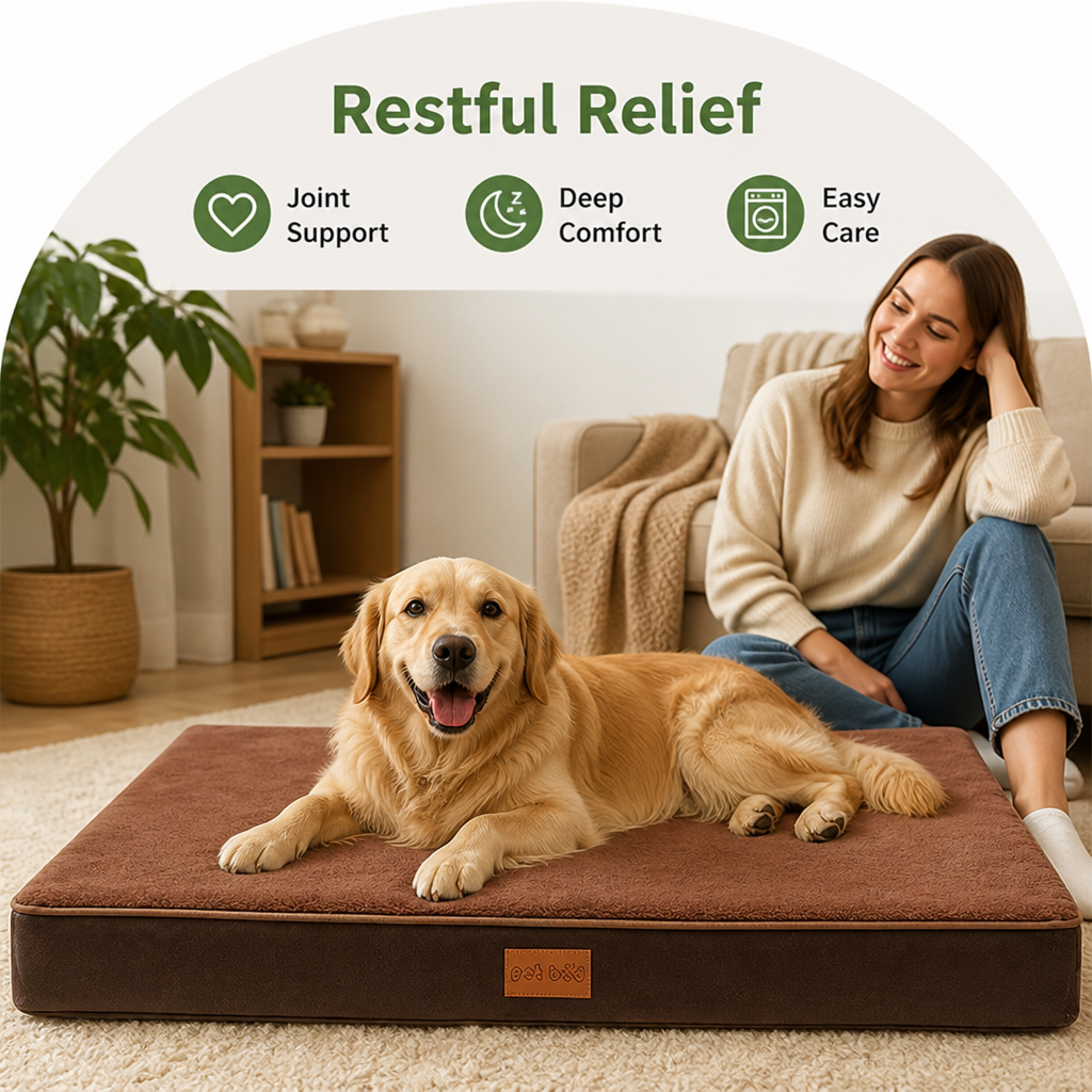 Ortekor Orthopedic Memory Foam & Non-Slip Dog Bed (Removable Cover)