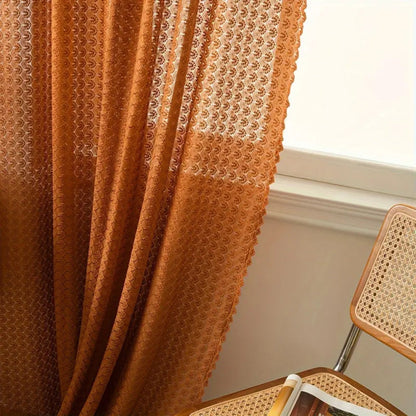 Handcrafted Mesh Window Panel Orange Bohemian Farmhouse Drape Rod Pocket Bedroom Living Room Dining Room Light Filtering Privacy