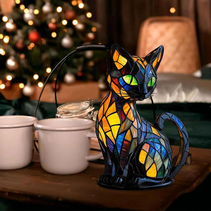 Handcrafted Cat Table Lamp with Warm Glow for Bedroom Nightstand Decor | Whimsical Feline Accent Light for Cat Lovers
